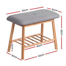 Artiss Shoe Rack Bench Storage Shelf Organisers Bamboo Grey Seat Chair