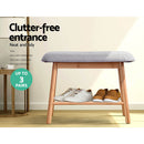 Artiss Shoe Rack Bench Storage Shelf Organisers Bamboo Grey Seat Chair