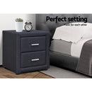 Artiss Upholstered 2 Drawers Bedside Table (Charcoal Fabric)