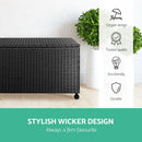 320L Garden Shed Toy Tool Storage Box Outdoor Bench Ottoman Wicker Black
