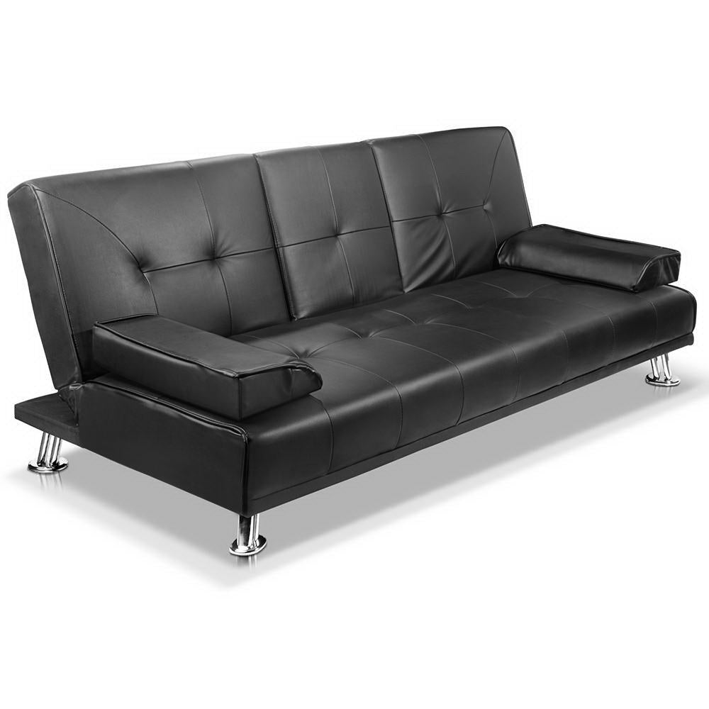 Leather futon deals sofa bed