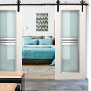 2.44M Antique Classic Style Double Sliding Barn Door Hardware Track Roller Kit