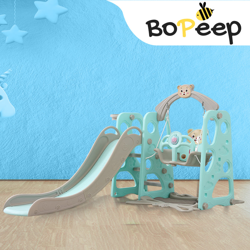 BoPeep Kids Slide Swing Basketball Ring Activity Center Toddlers Play Set Blue