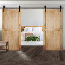 2.44M Antique Classic Style Double Sliding Barn Door Hardware Track Roller Kit