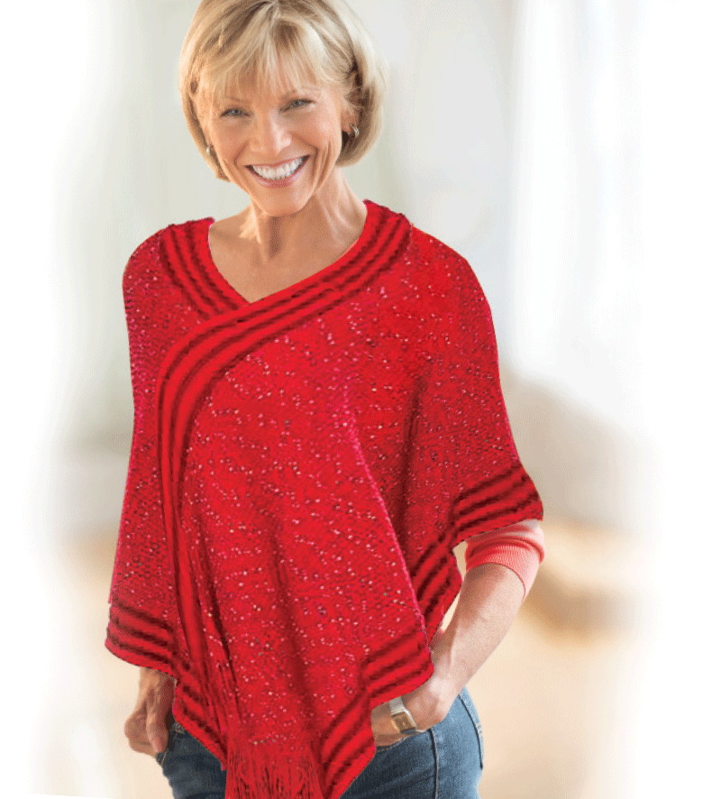 RED GLITZY KNITTED PONCHO