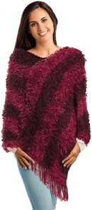 BURGUNDY SHAGGY BOHO PONCHO