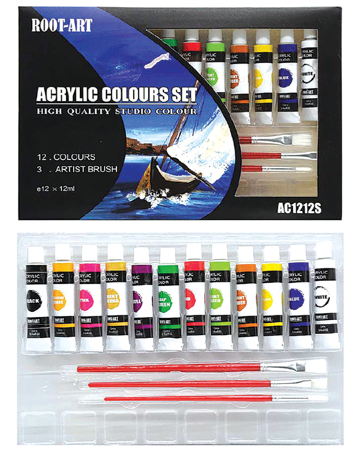 15-Piece Acrylic Paints & Paintbrushes Set