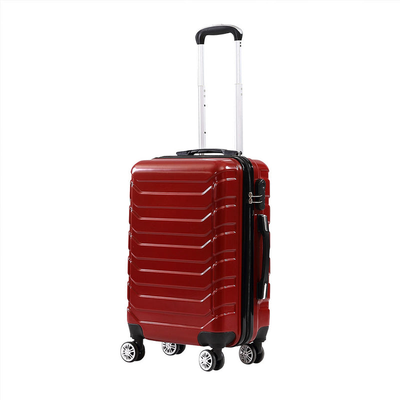 Suitcase Luggage Set 3 Piece Sets Travel Organizer Hard Cover Packing Lock Red