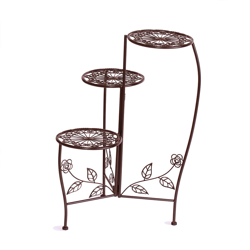 Plant Stand Outdoor Indoor Flower Pots Garden Metal Corner Shelf Wrought Iron