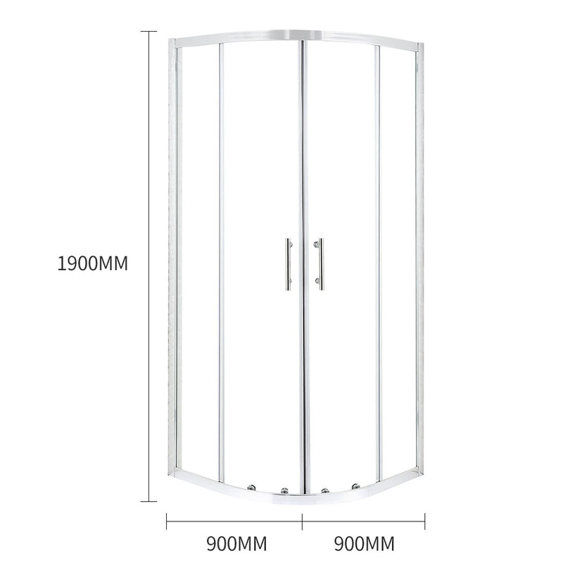 Levede Shower Screen Screens Door Seal Enclosure Glass PanelCurved900x900x1900mm