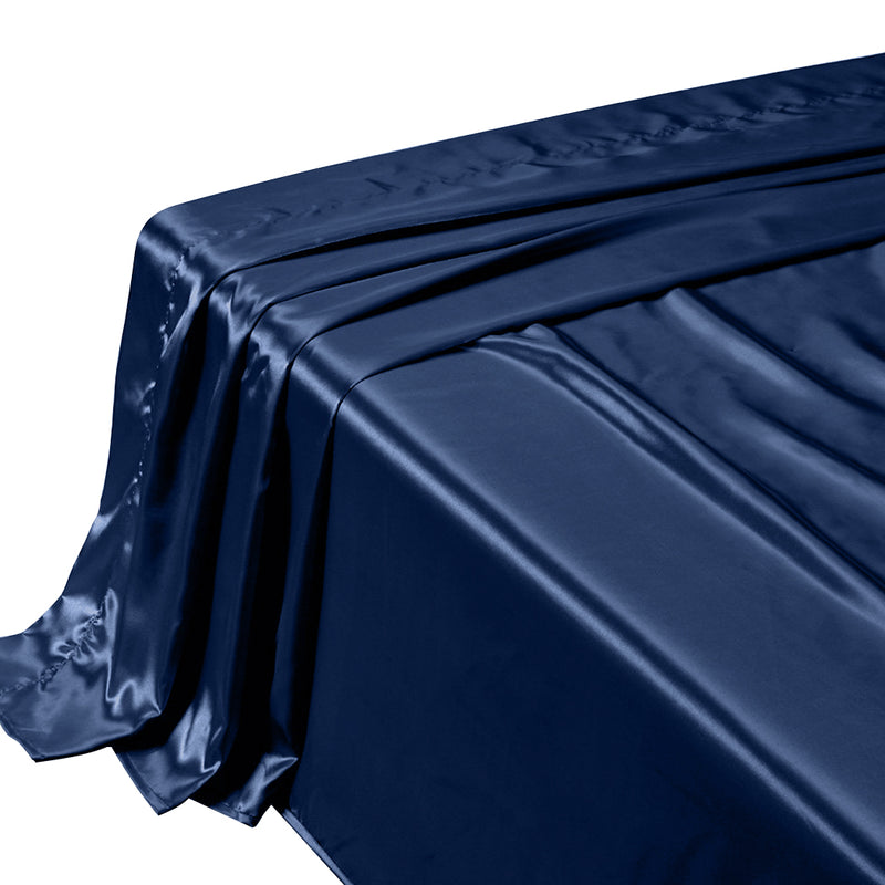 DreamZ Silk Satin Quilt Duvet Cover Set in King Size in Navy Colour