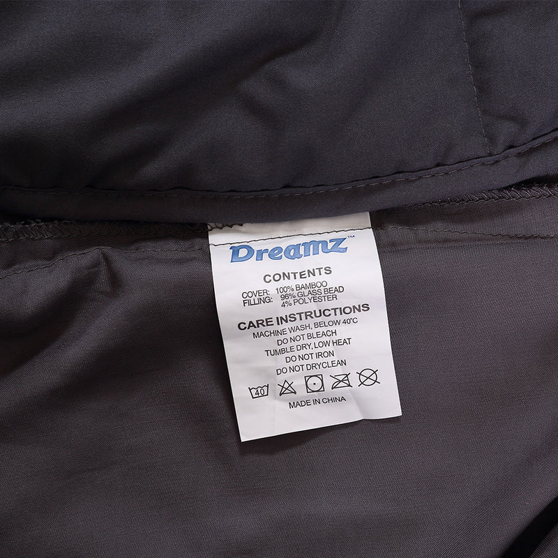 DreamZ 7KG Weighted Blanket Promote Deep Sleep Anti Anxiety Single Dark Grey