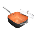 Saucepan Set Frying Pan Non Stick Deep Fry Steamer Lid Stainless Steel Handle Black