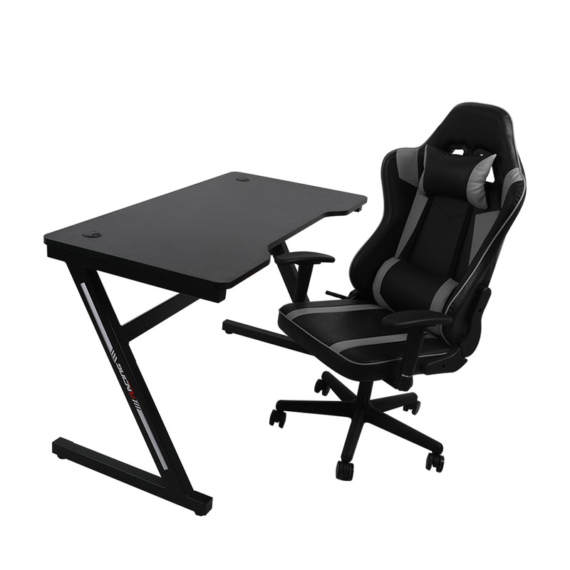 Gaming Chair Desk Computer Gear Set Racing Desk Office Laptop Chair Study Home Z shaped Desk Silver Chair