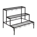 Levede Plant Stand 3 Tier Rectangle Metal Flower Pot Planter Corner Shelf Black