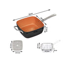 Saucepan Set Frying Pan Non Stick Deep Fry Steamer Lid Stainless Steel Handle Black