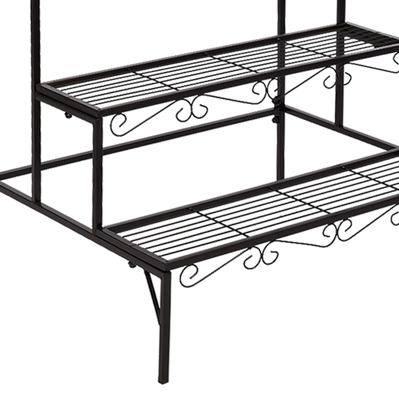 Levede Plant Stand 3 Tier Rectangle Metal Flower Pot Planter Corner Shelf Black