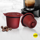 10x Refillable Reusable Coffee Filter Capsules Pods Pod for Nespresso Machine Red