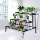 Levede Plant Stand 3 Tier Rectangle Metal Flower Pot Planter Corner Shelf Black