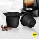 10x Refillable Reusable Coffee Filter Capsules Pods Pod for Nespresso Machine Black