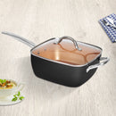 Saucepan Set Frying Pan Non Stick Deep Fry Steamer Lid Stainless Steel Handle Black