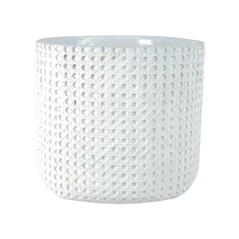 HENRY TEXTURED CEMENT POT W HOLE AND STOPPER 26 X 24CM