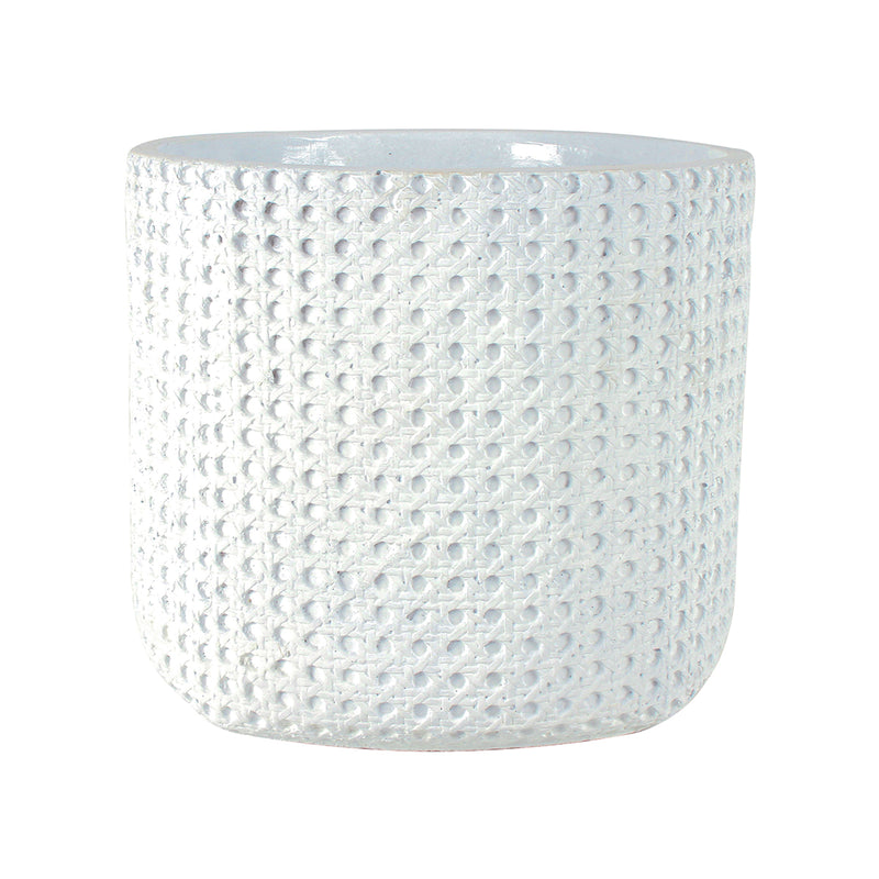 HENRY TEXTURED CEMENT POT WITH HOLE AND STOPPER 15 X 13CM