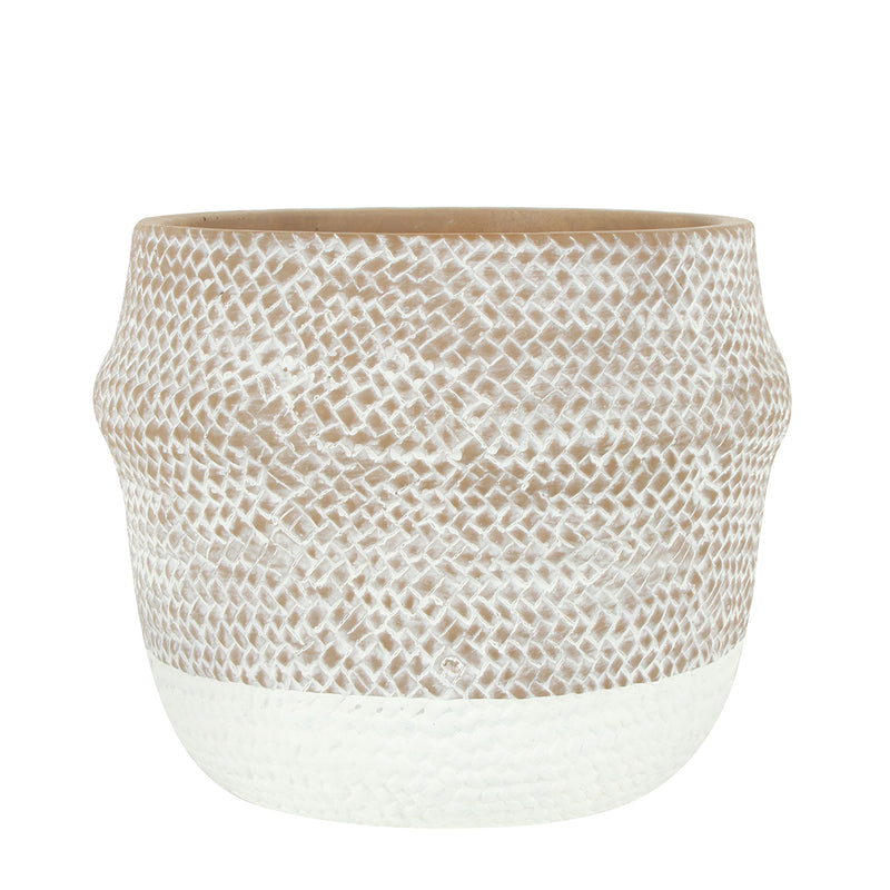 BACIA CEMENT PATTERN POT WITH HOLE AND STOPPER 19 X 17 CM