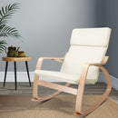 Artiss Bentwood Rocking Armchair Cushion Wooden Lounge Fabric Recliner Beige