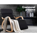 Artiss Bentwood Rocking Armchair Wooden Adjustable Lounge Fabric Recliner Black
