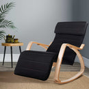 Artiss Bentwood Rocking Armchair Wooden Adjustable Lounge Fabric Recliner Black