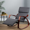 Bentwood Rocking Armchair Wooden Adjustable Footrest Lounge Recliner Charcoal