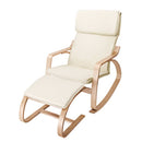 Artiss Bentwood Rocking Armchair Wooden Lounge Foot Stool Fabric Recliner Beige