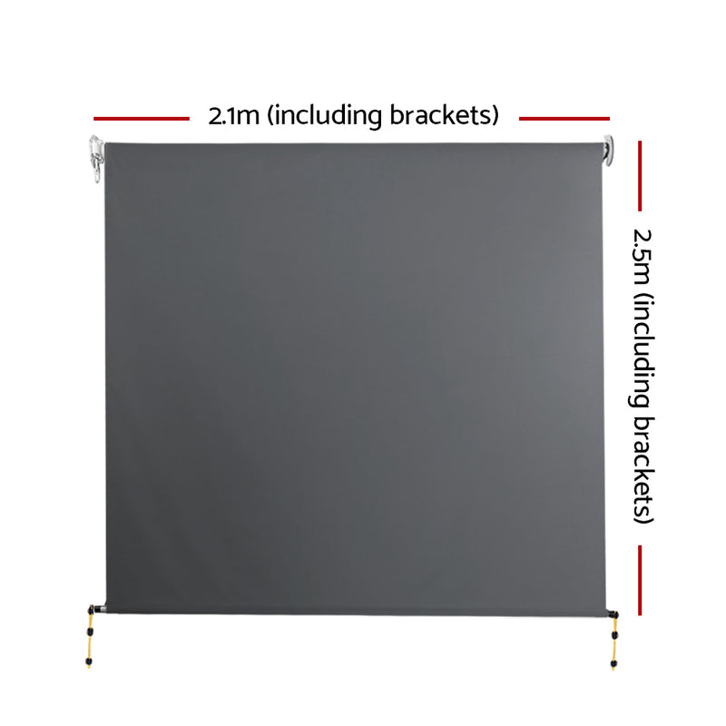 Retractable Straight Drop Roll Down Awning Patio Screen 2.1X2.5M
