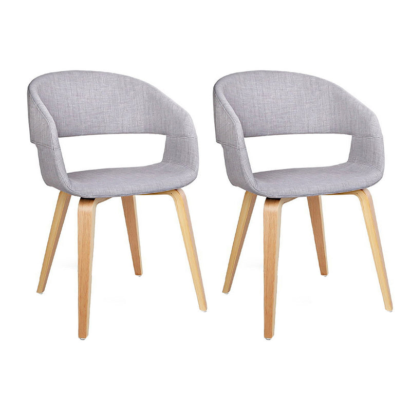 Artiss 2x EVA Dining Chairs Bentwood Wooden Chair Kitchen Cafe Fabric Light Grey