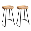 Artiss Set of 2 Wooden Backless Bar Stools - Natural