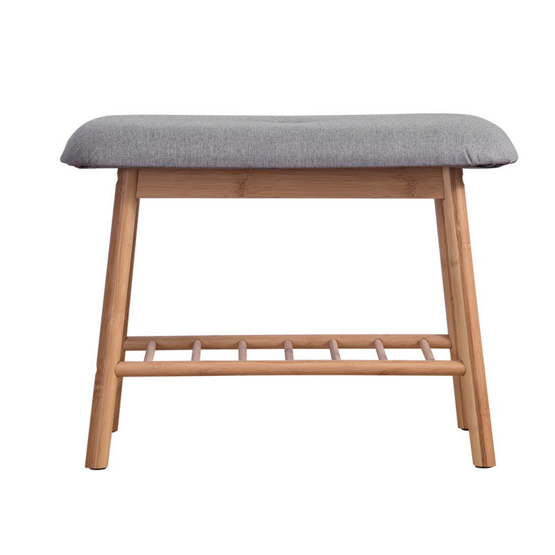 Artiss Shoe Rack Bench Storage Shelf Organisers Bamboo Grey Seat Chair