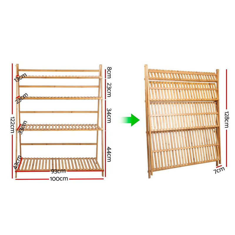 Artiss Bamboo Wooden Shelf Plant Stand Folding Ladder Storage Indoor Outdoor