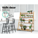 Artiss Bamboo Wooden Shelf Plant Stand Folding Ladder Storage Indoor Outdoor