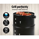 Outdoor BBQ Grill Smoker Portable Charcoal Roaster 3in1 Thermometer