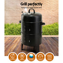 Outdoor BBQ Grill Smoker Portable Charcoal Roaster 3in1 Thermometer