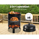 Outdoor BBQ Grill Smoker Portable Charcoal Roaster 3in1 Thermometer