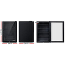 Devanti 115L Bar Fridge Glass Door w/Light Built-in Lock - Black