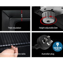 Devanti 115L Bar Fridge Glass Door w/Light Built-in Lock - Black