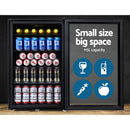 Devanti 115L Bar Fridge Glass Door w/Light Built-in Lock - Black