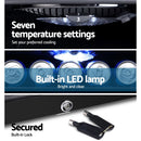 Devanti 115L Bar Fridge Glass Door w/Light Built-in Lock - Black