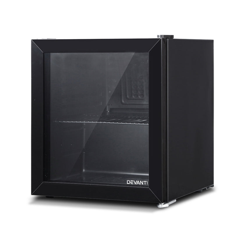 Devanti 46L Bar Fridge Glass Door - Black