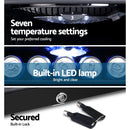 Devanti 98L Bar Fridge Glass Door w/Light Built-in Lock - Black