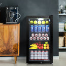 Devanti 98L Bar Fridge Glass Door w/Light Built-in Lock - Black