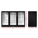 Devanti 320L Bar Fridge 2 Glass Door Commercial Fridges w/Light w/Lock